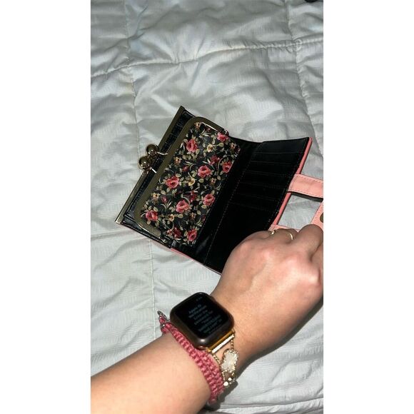 Sally Young Women's Black Floral Clutch Wallet with Card Storage - Picture 2 of 5